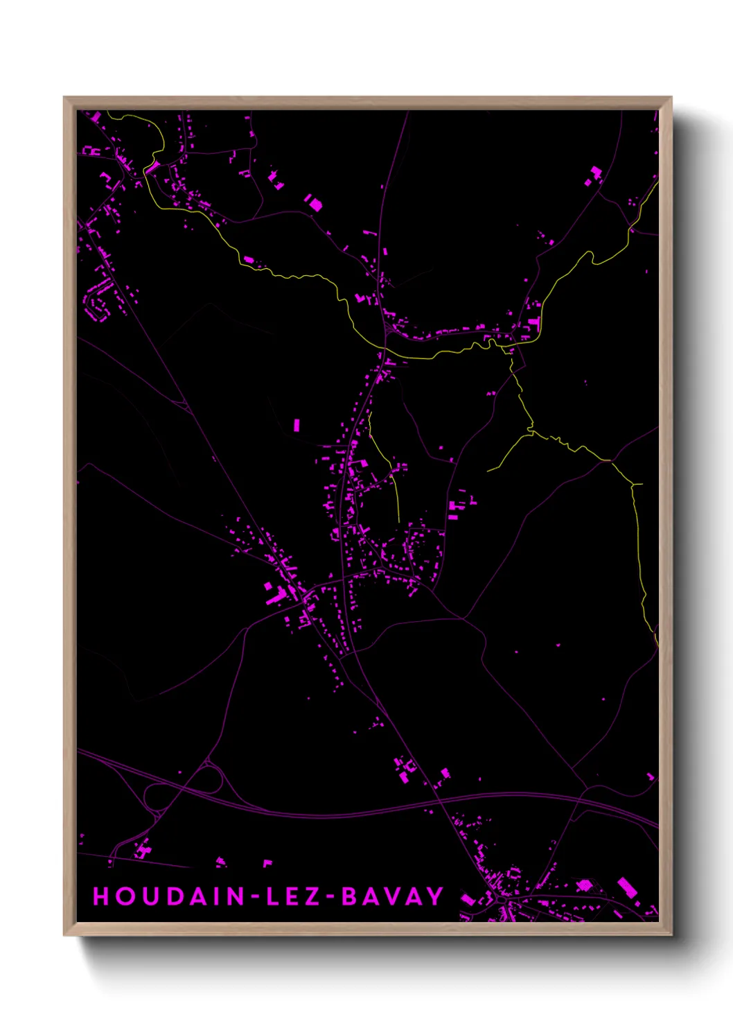 Une affiche de carte sur Houdain-lez-Bavay