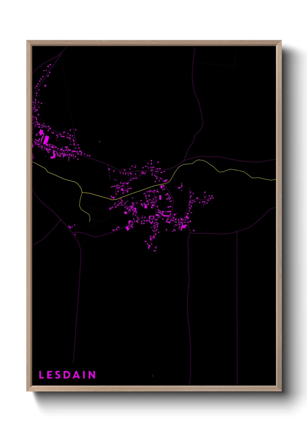 Une affiche de carte sur Lesdain
