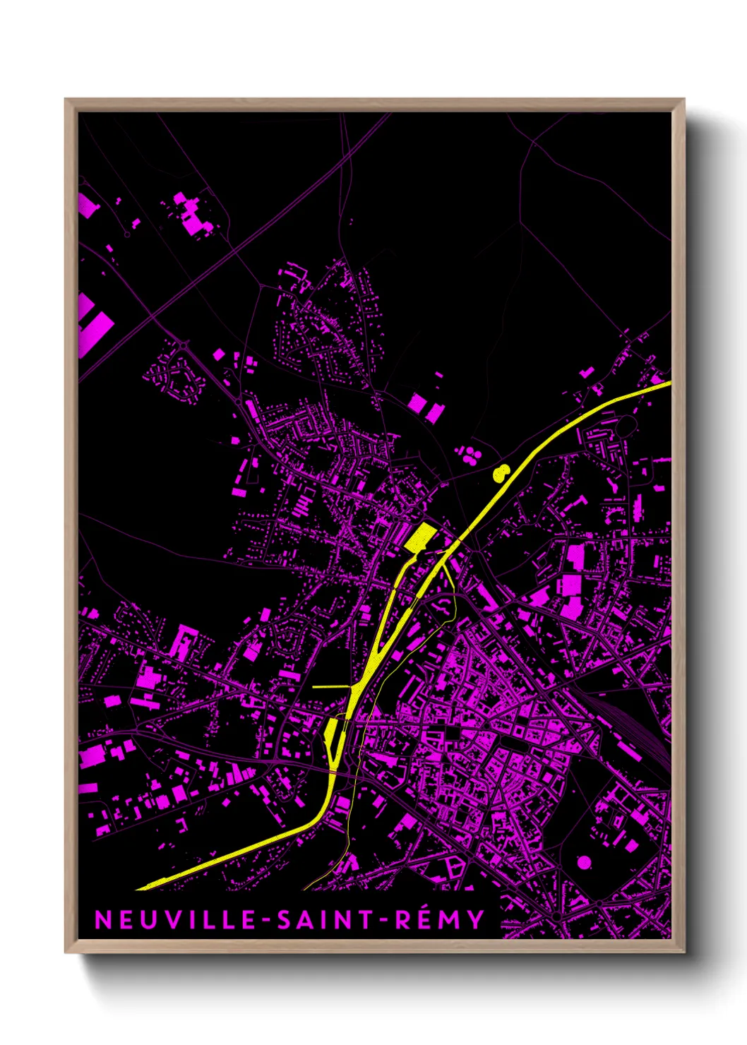 Une affiche de carte sur Neuville-Saint-Rémy