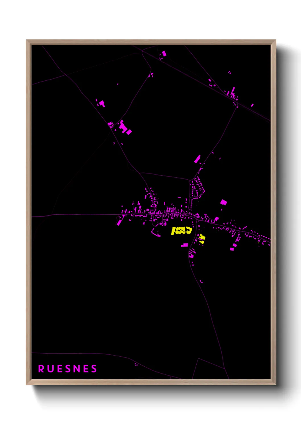 Une affiche de carte sur Ruesnes