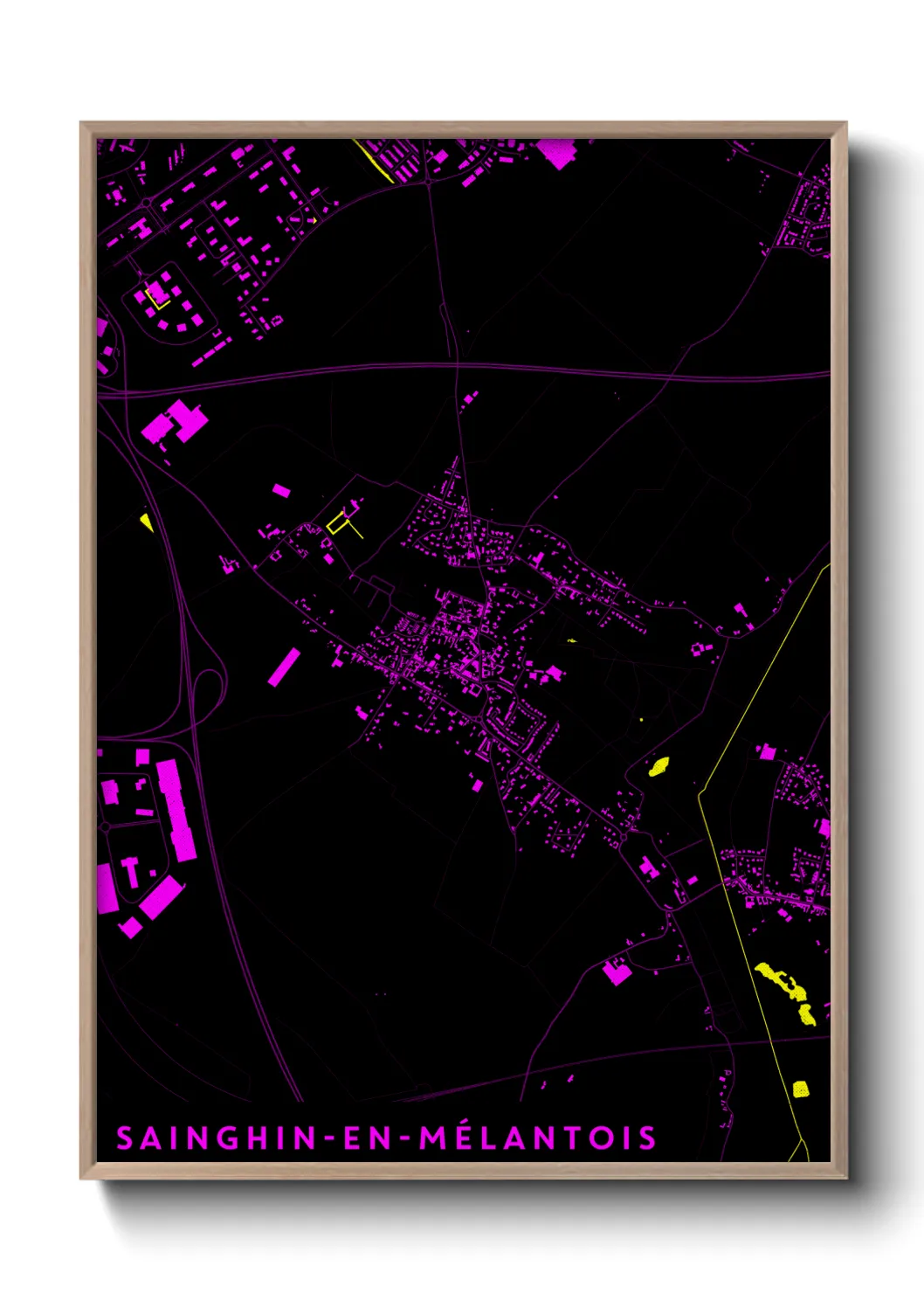 Une affiche de carte sur Sainghin-en-Mélantois