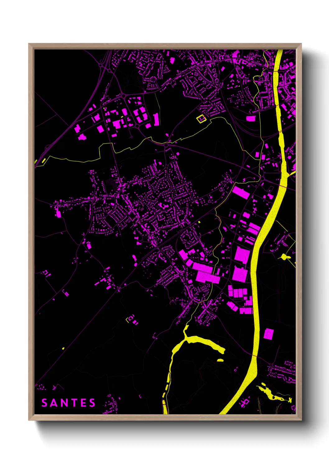 Une affiche de carte sur Santes