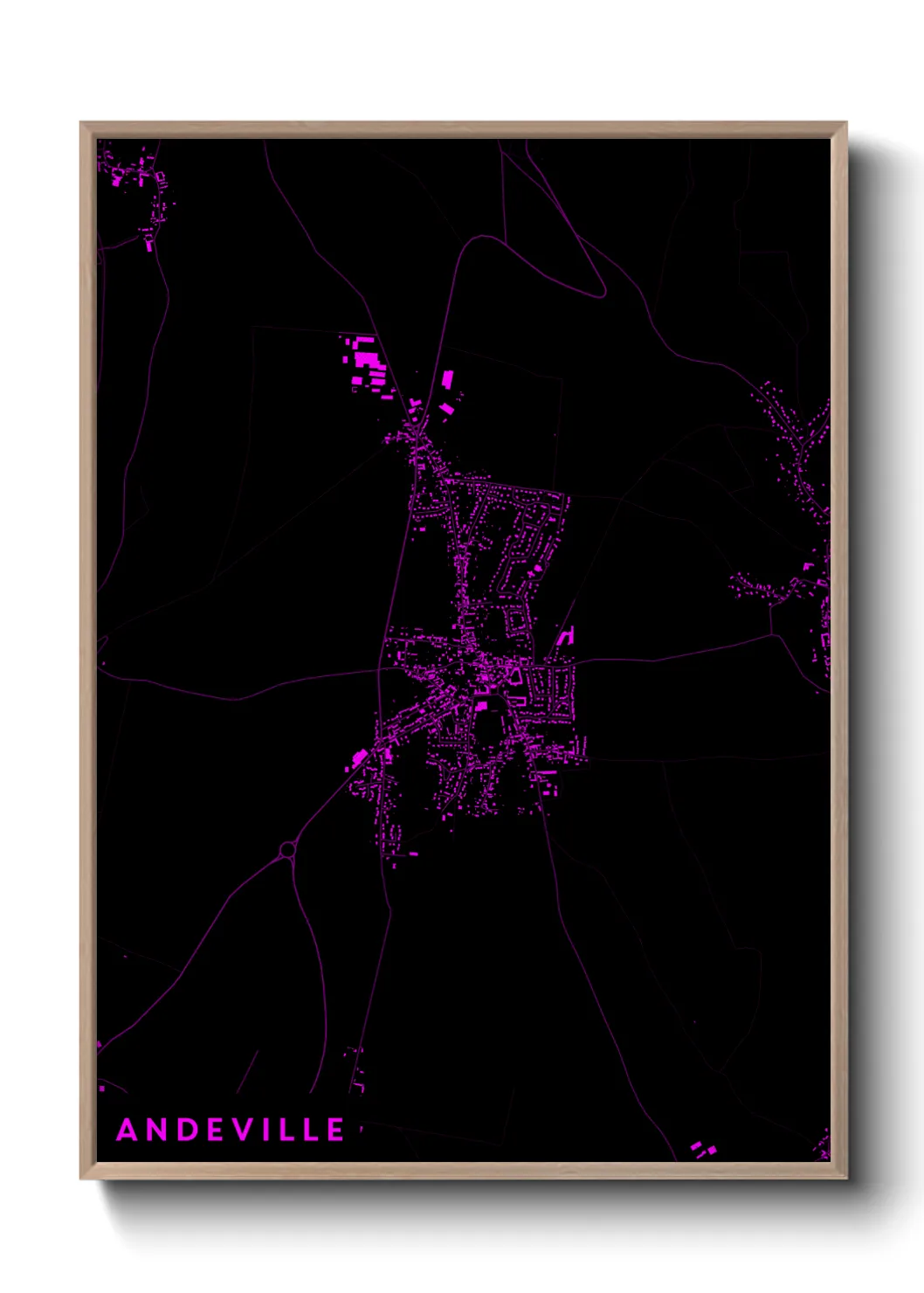 Une affiche de carte sur Andeville