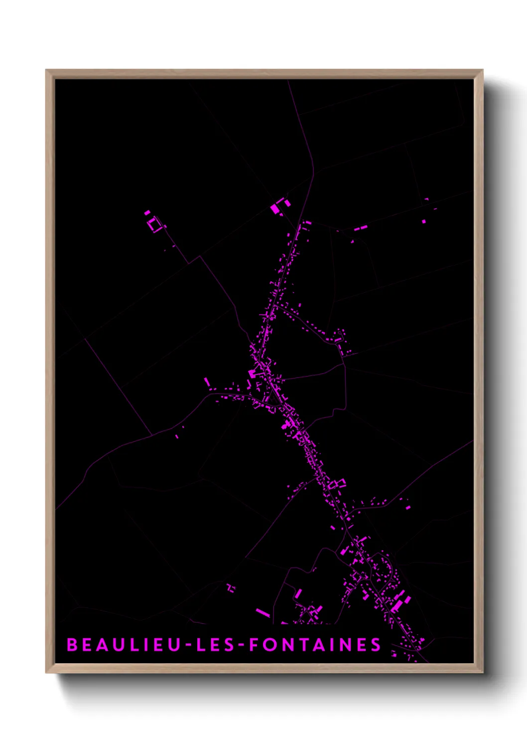 Une affiche de carte sur Beaulieu-les-Fontaines
