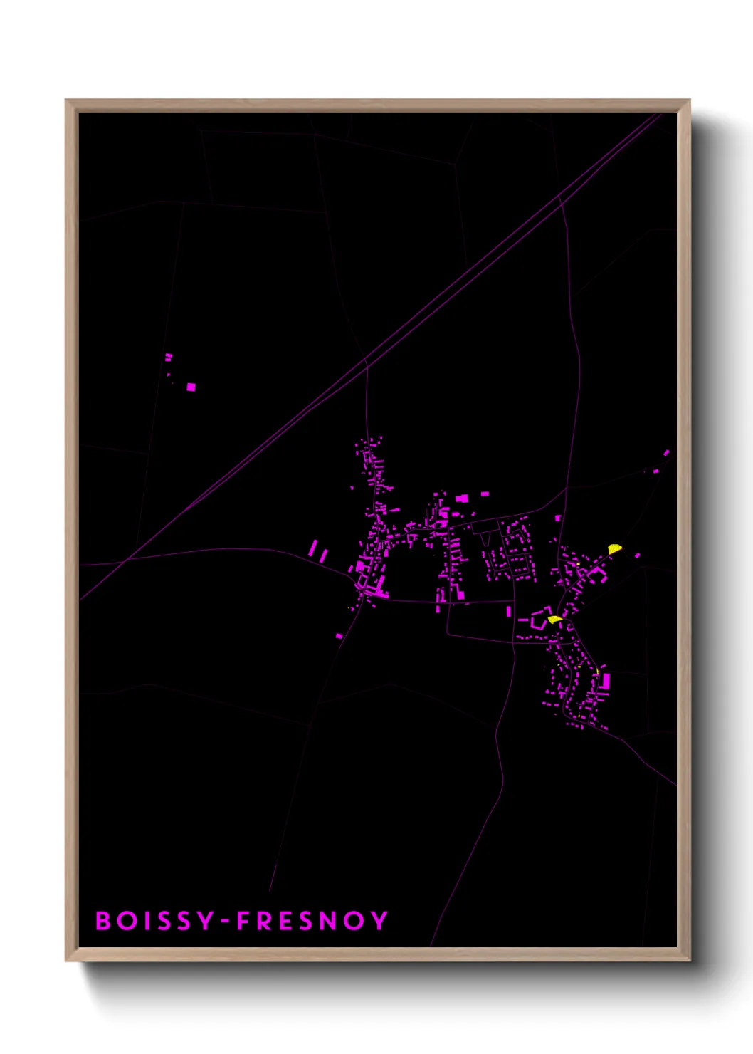 Une affiche de carte sur Boissy-Fresnoy
