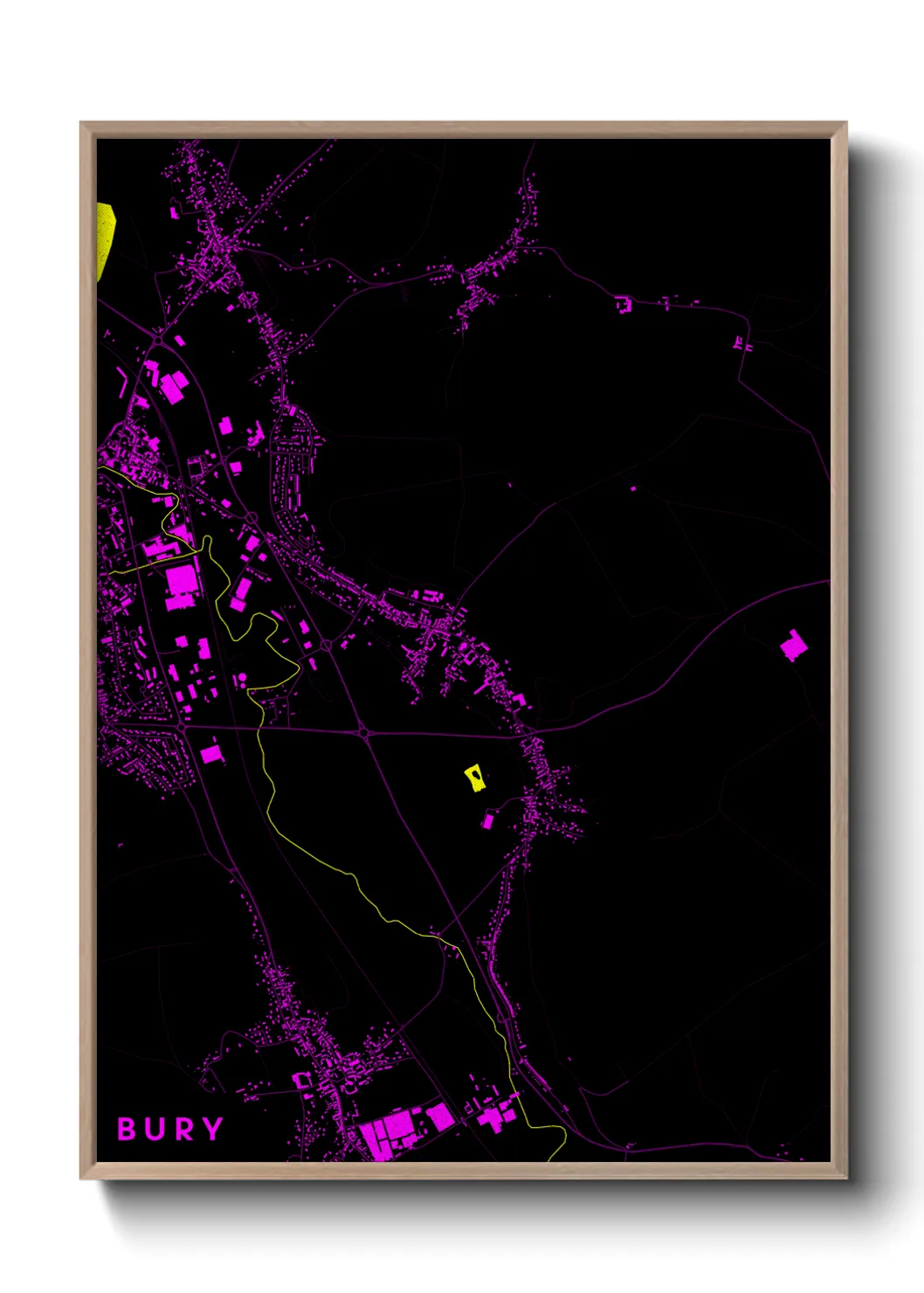 Une affiche de carte sur Bury