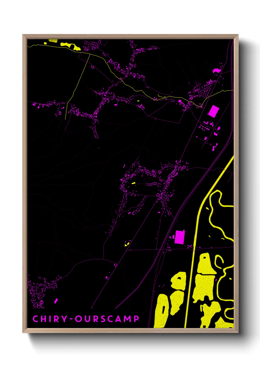 Une affiche de carte sur Chiry-Ourscamp