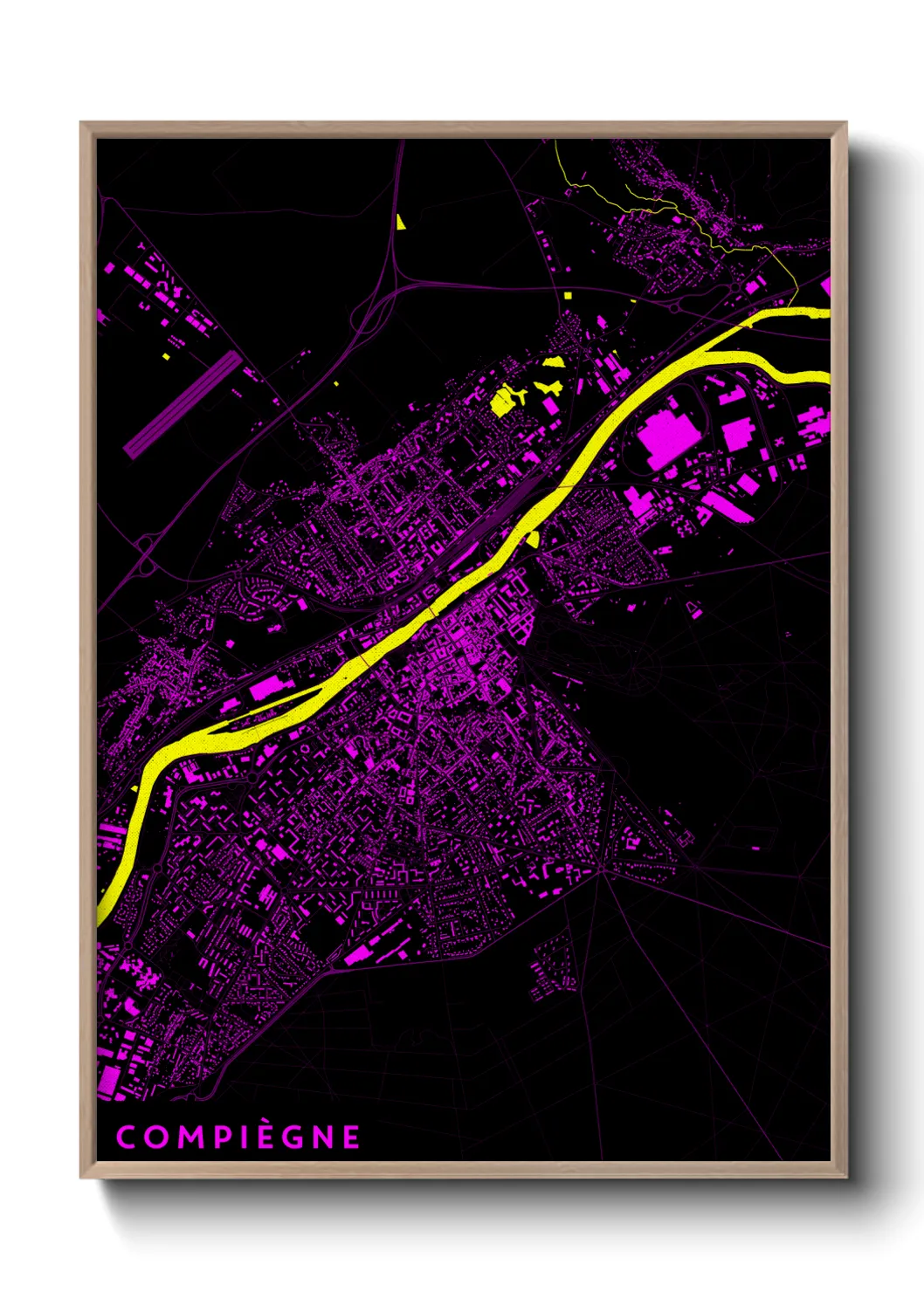 Une affiche de carte sur Compiègne