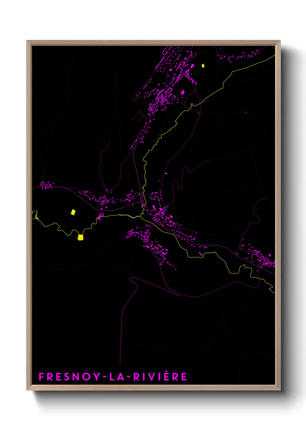 Une affiche de carte sur Fresnoy-la-Rivière