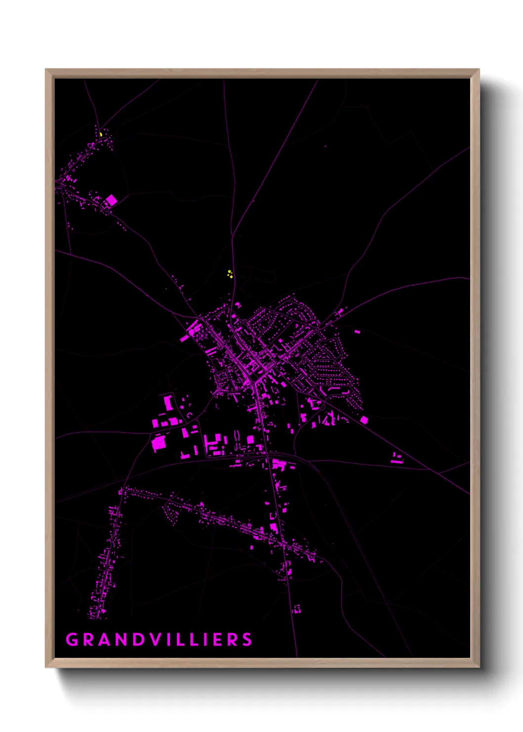 Une affiche de carte sur Grandvilliers