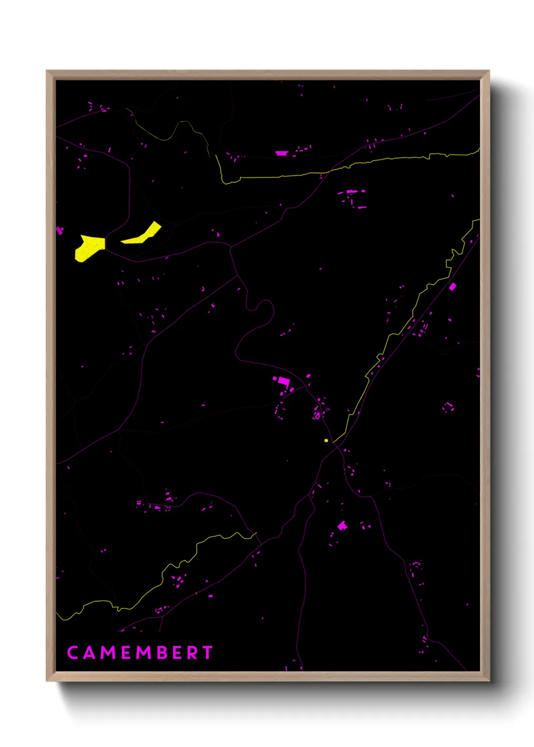 Une affiche de carte sur Camembert