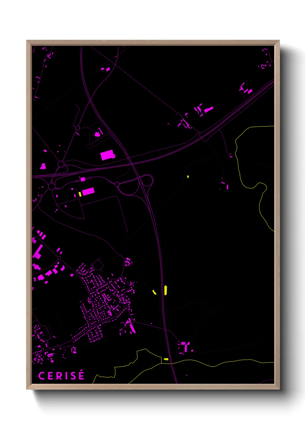 Une affiche de carte sur Cerisé