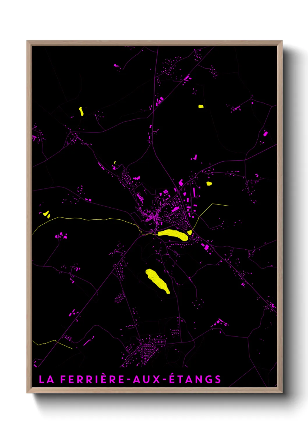 Une affiche de carte sur La Ferrière-aux-Étangs