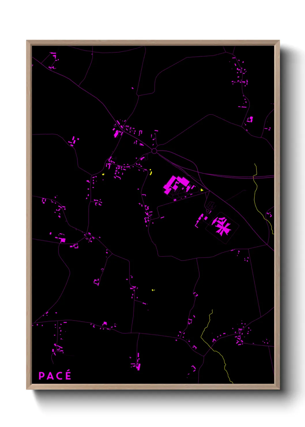 Une affiche de carte sur Pacé