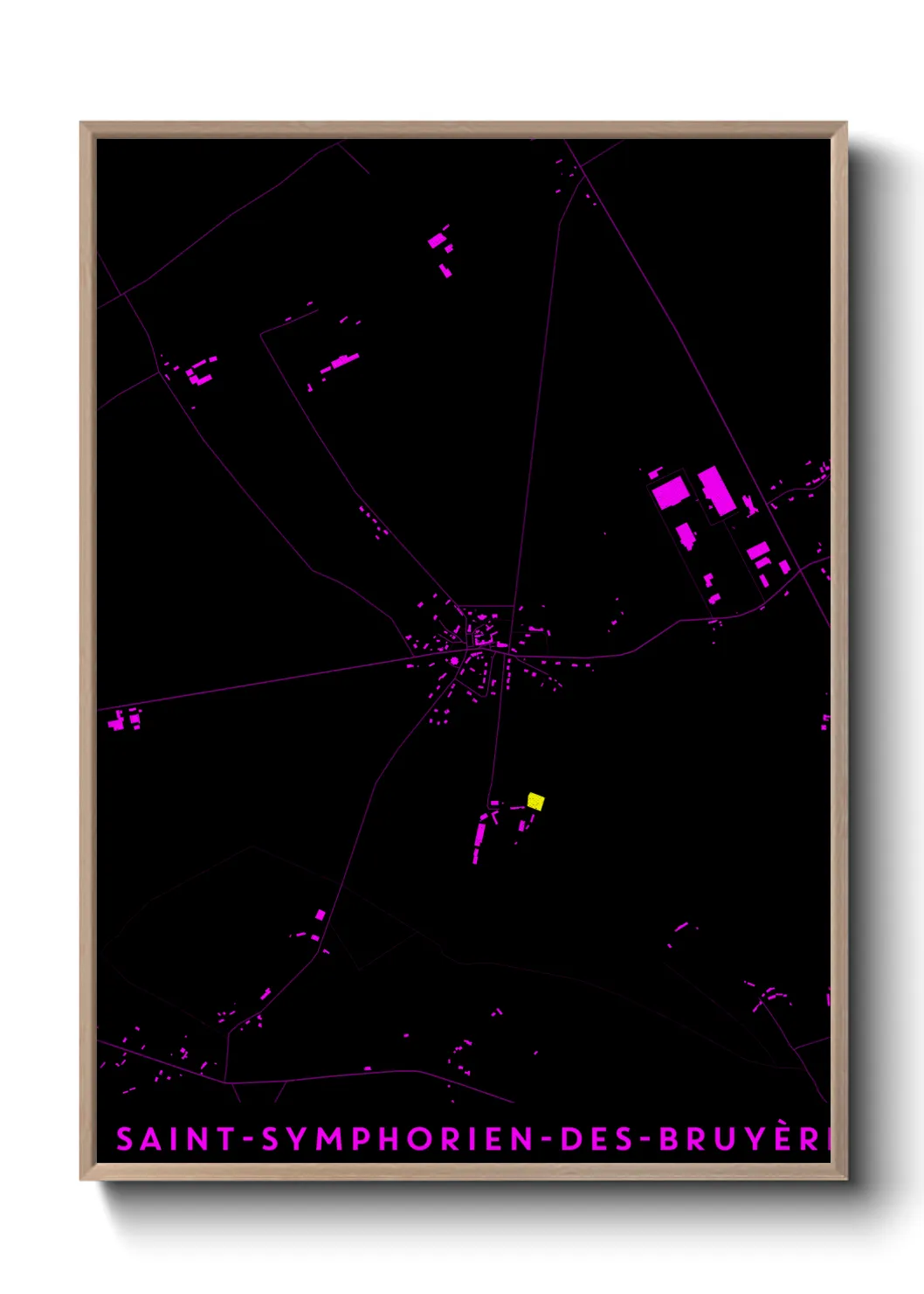 Une affiche de carte sur Saint-Symphorien-des-Bruyères