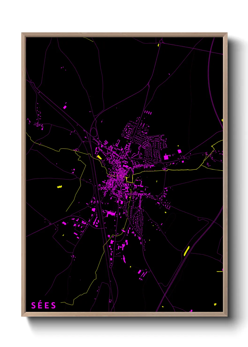 Une affiche de carte sur Sées
