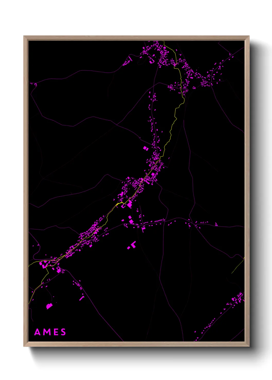 Une affiche de carte sur Ames