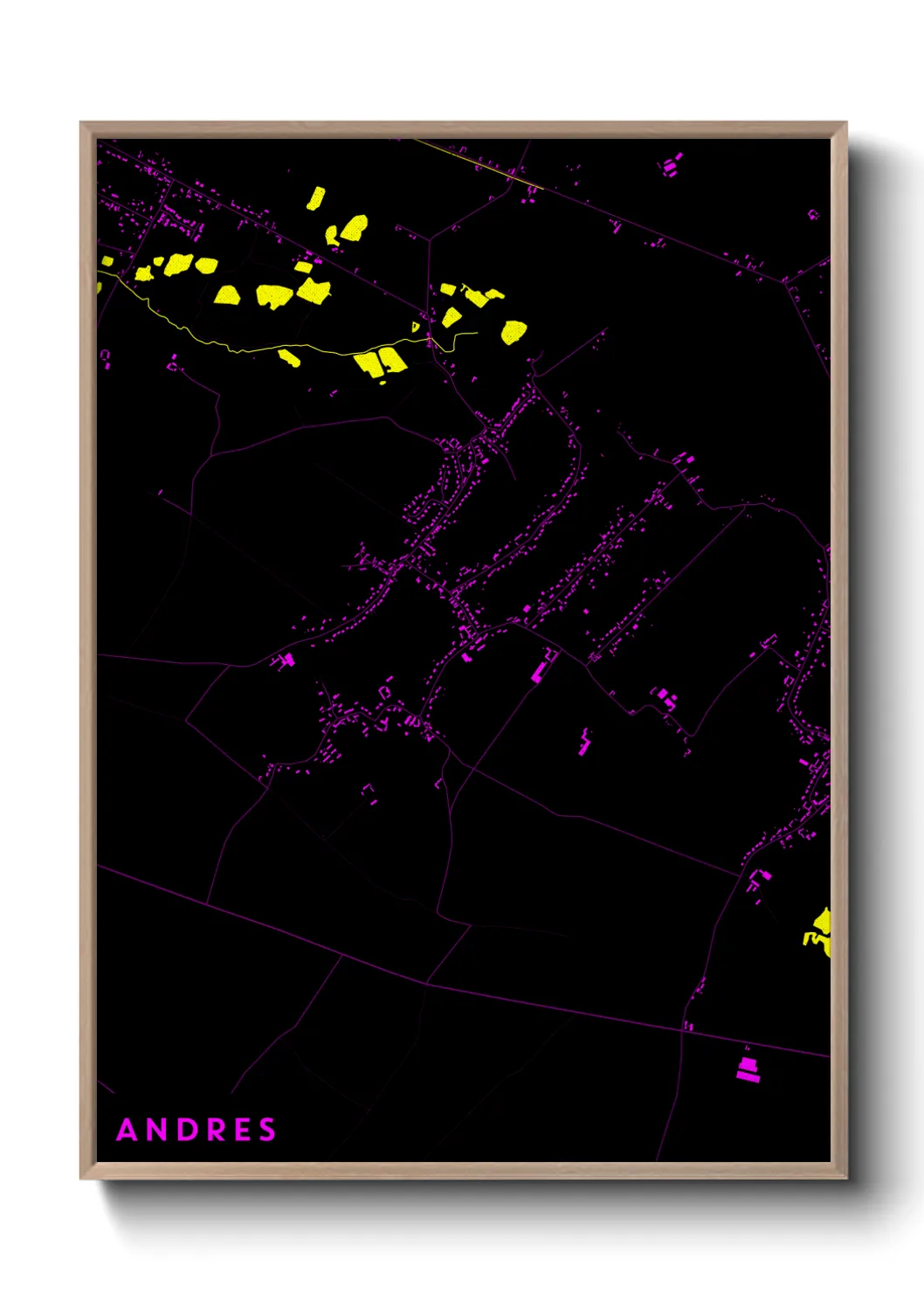 Une affiche de carte sur Andres