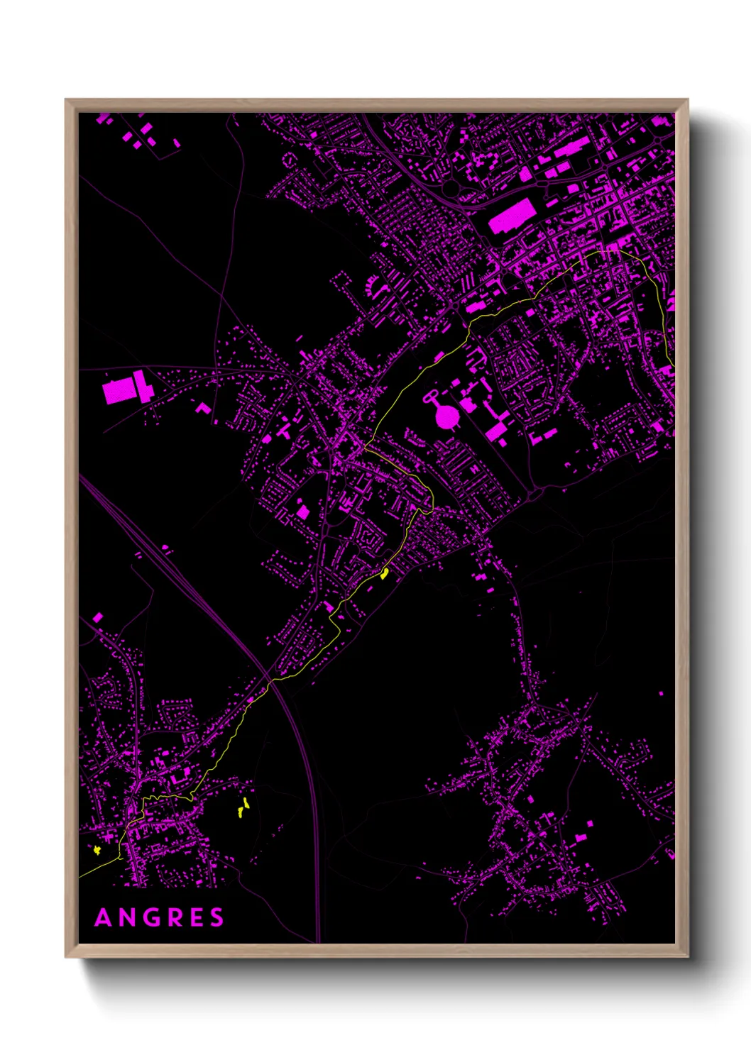 Une affiche de carte sur Angres