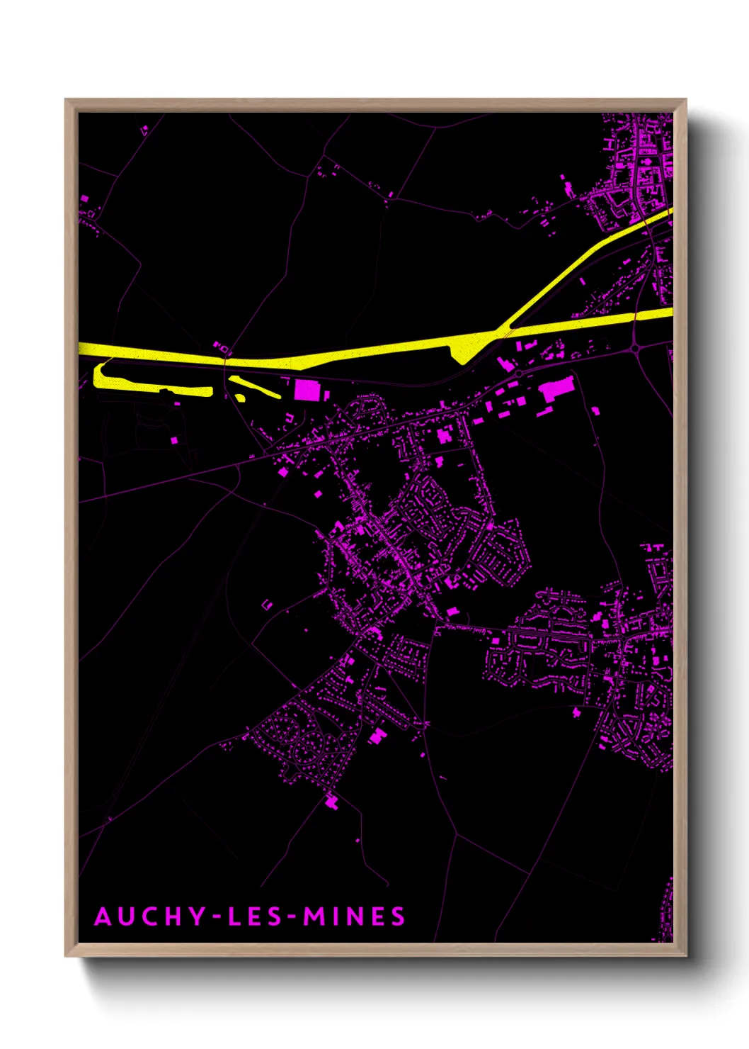 Une affiche de carte sur Auchy-les-Mines