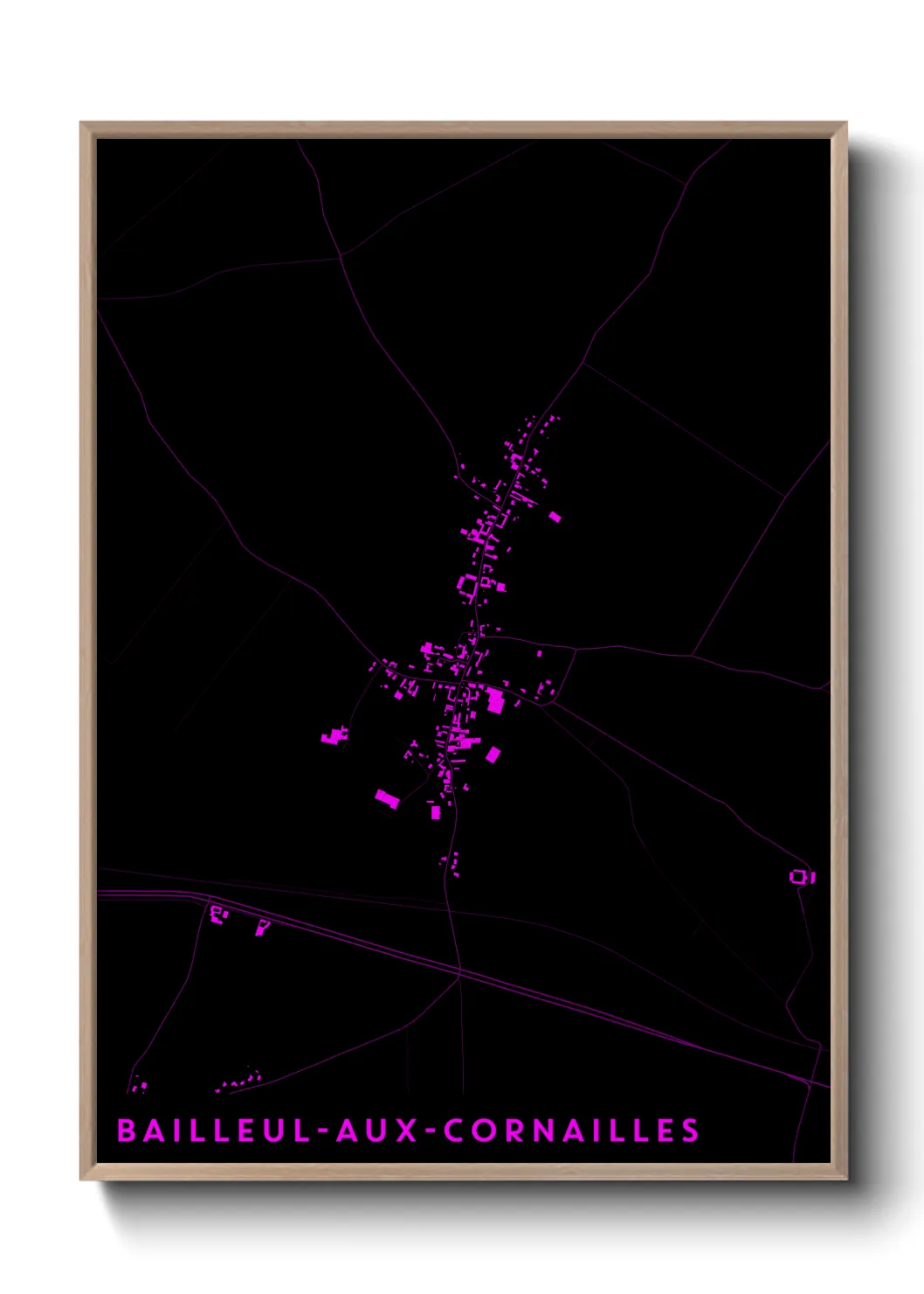 Une affiche de carte sur Bailleul-aux-Cornailles
