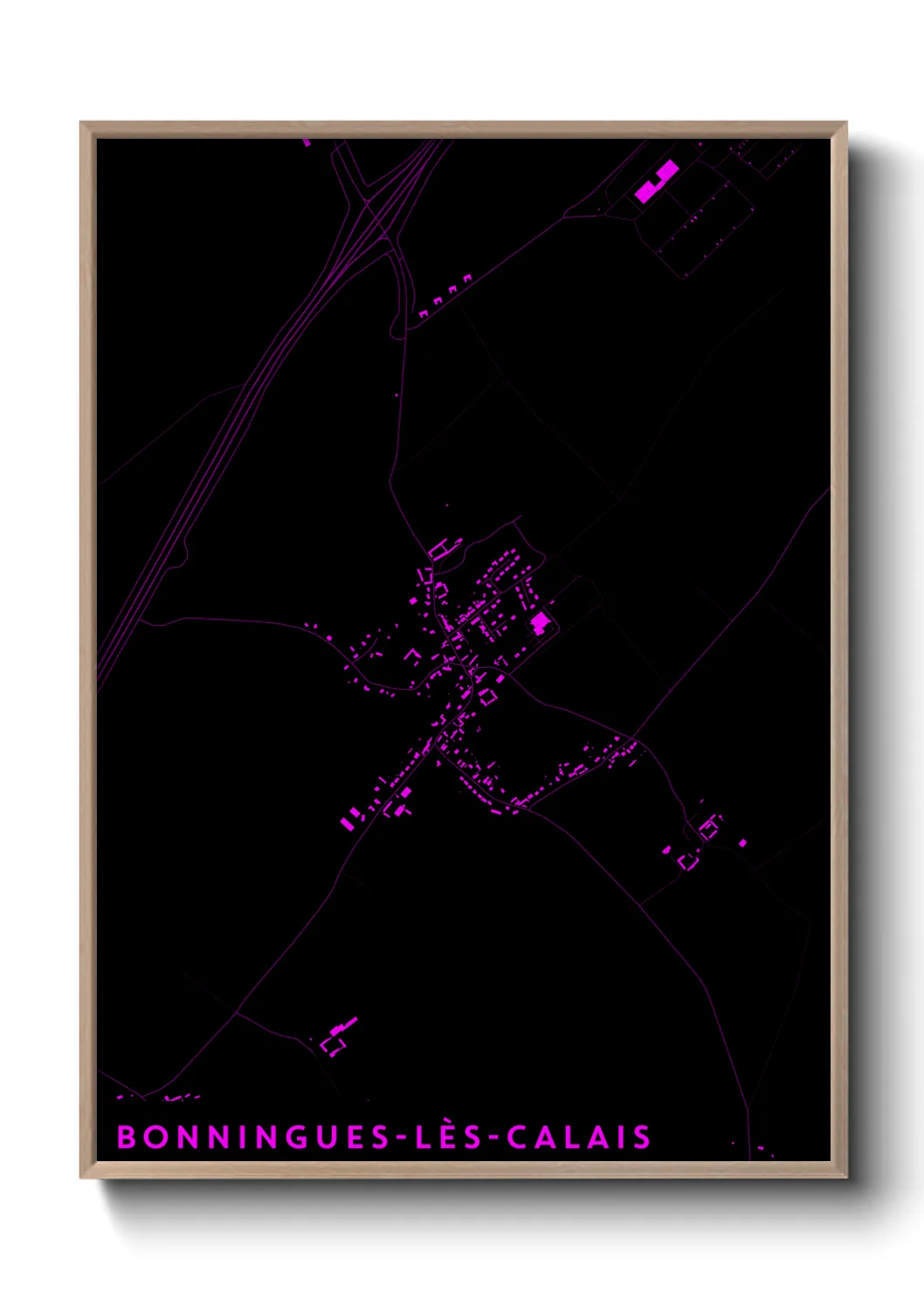Une affiche de carte sur Bonningues-lès-Calais