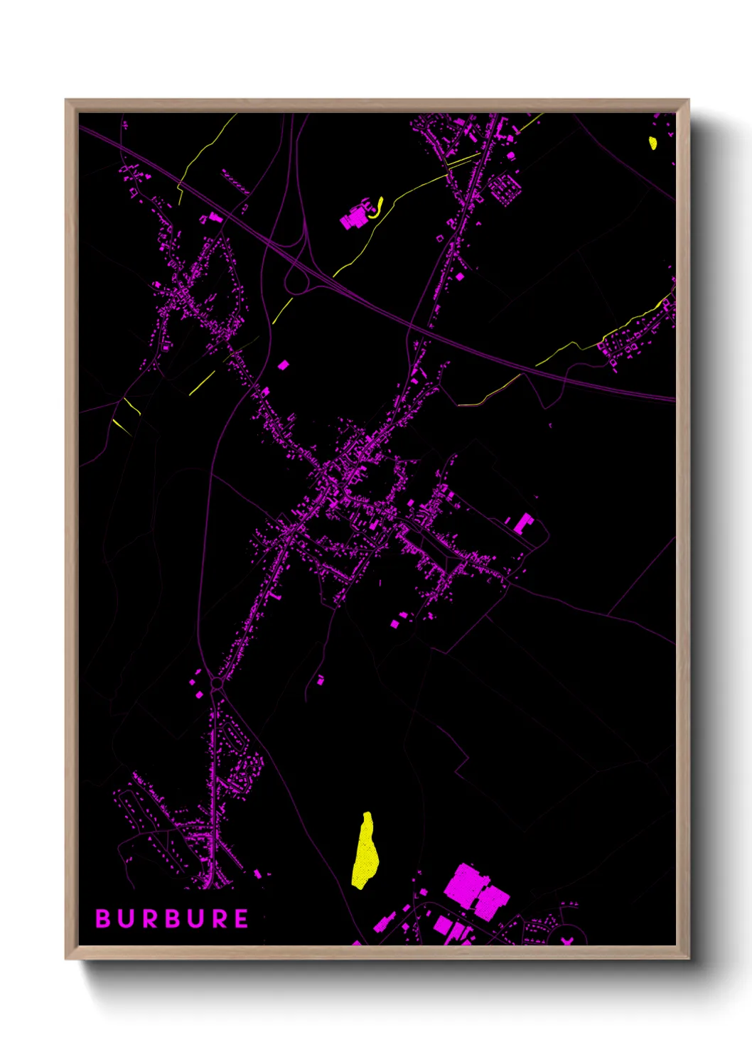 Une affiche de carte sur Burbure