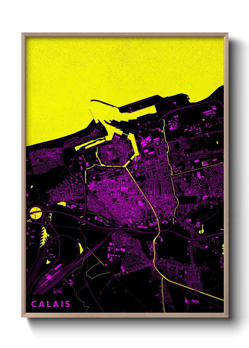 Une affiche de carte sur Calais