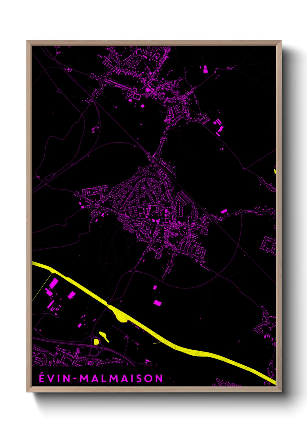 Une affiche de carte sur Évin-Malmaison