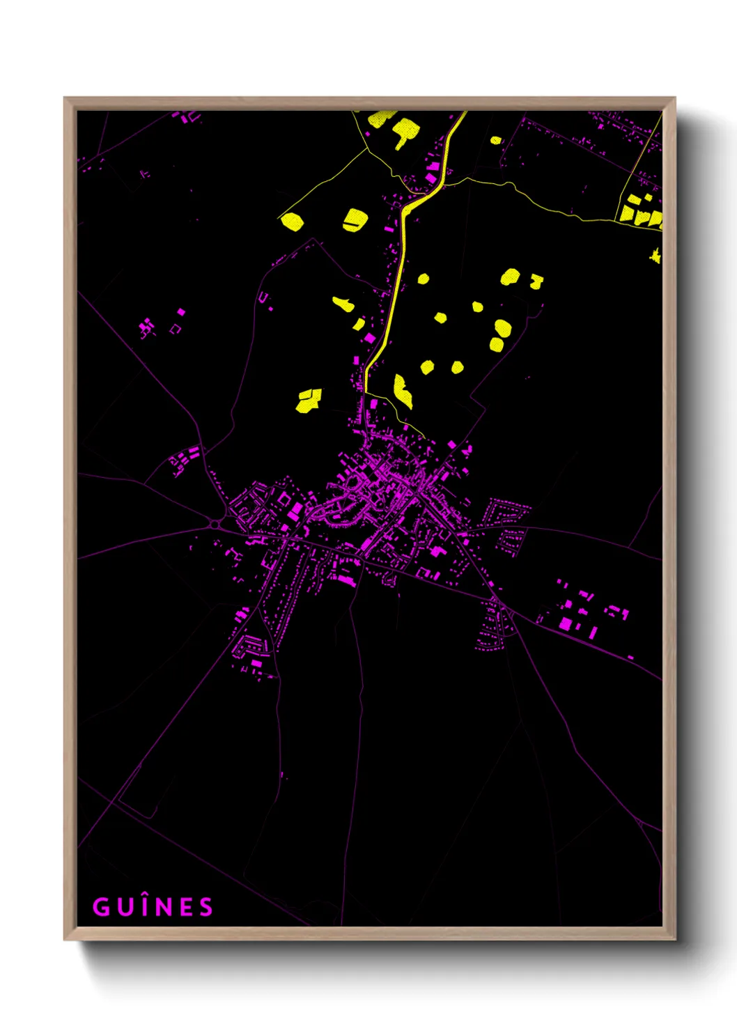 Une affiche de carte sur Guînes