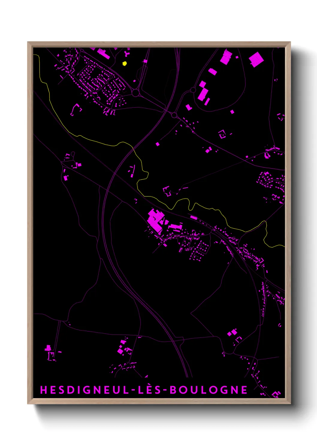 Une affiche de carte sur Hesdigneul-lès-Boulogne