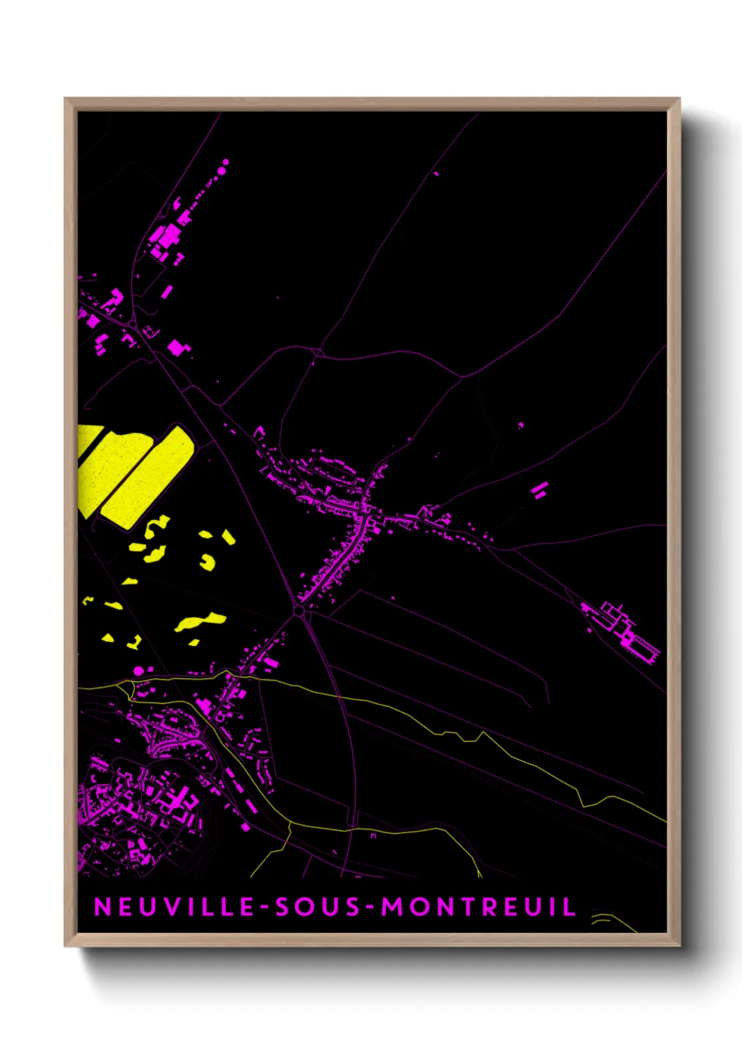 Une affiche de carte sur Neuville-sous-Montreuil