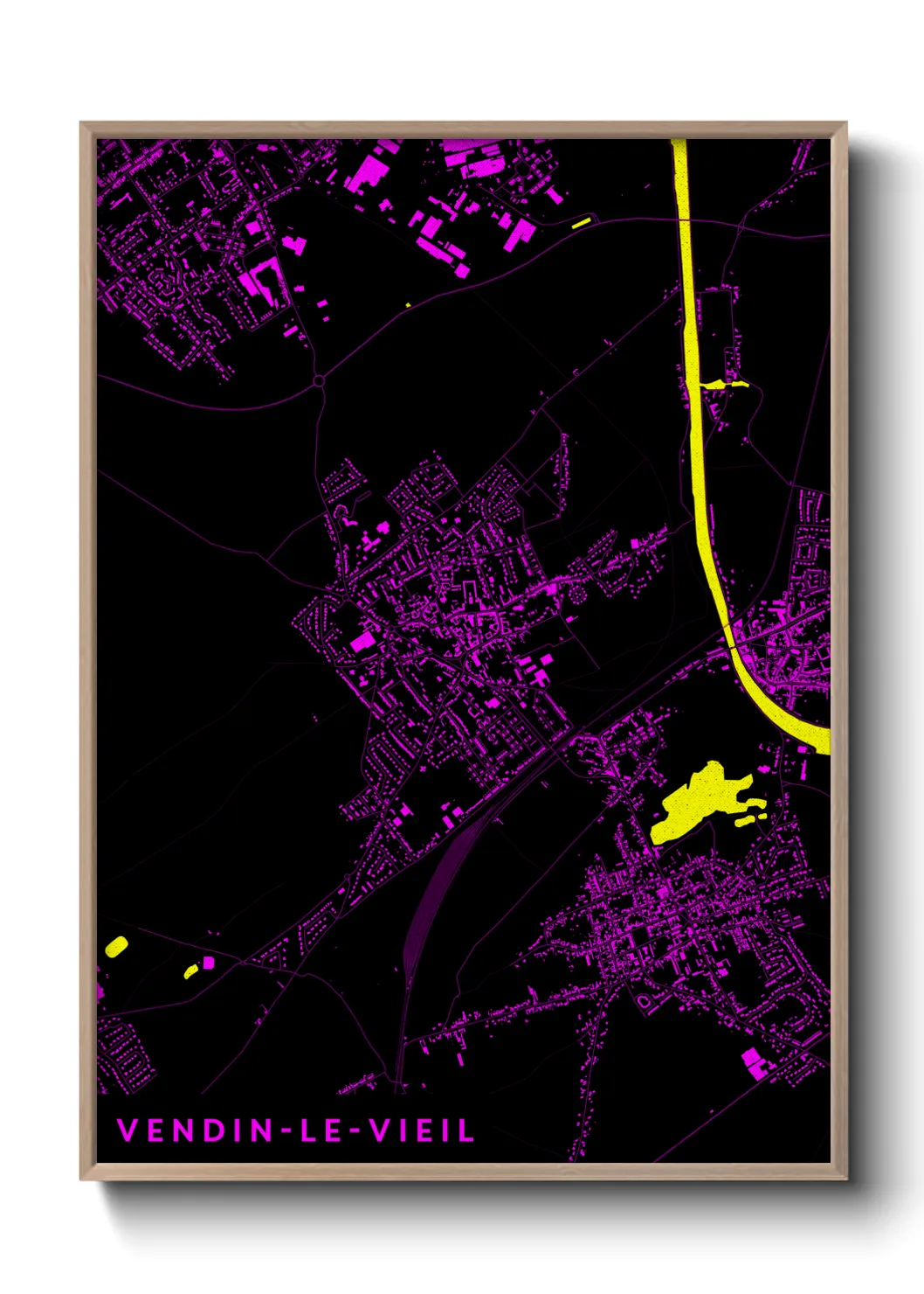 Une affiche de carte sur Vendin-le-Vieil