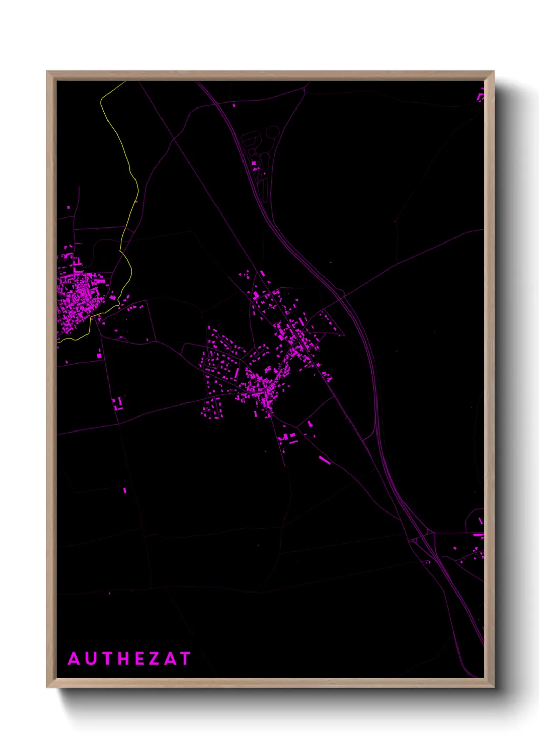 Une affiche de carte sur Authezat