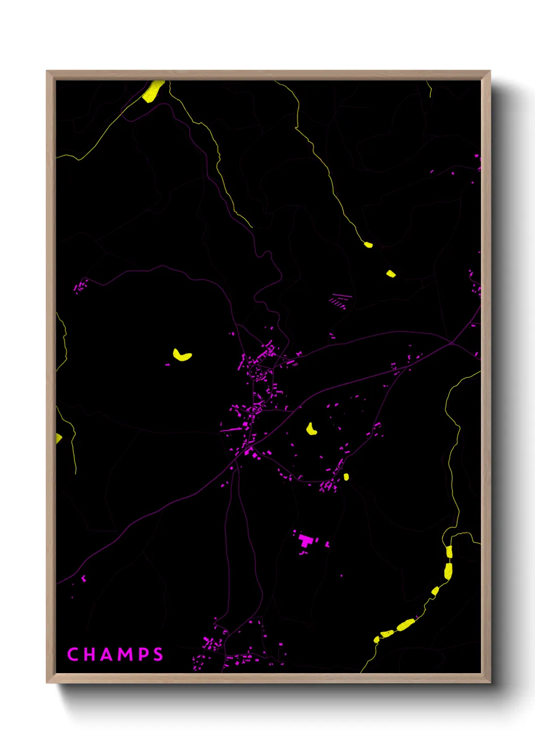Une affiche de carte sur Champs