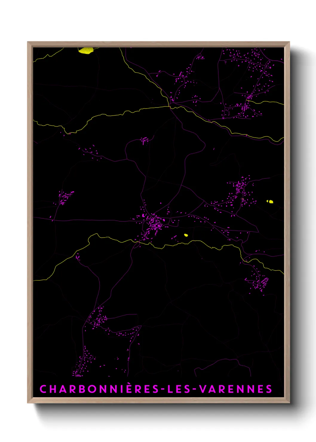 Une affiche de carte sur Charbonnières-les-Varennes