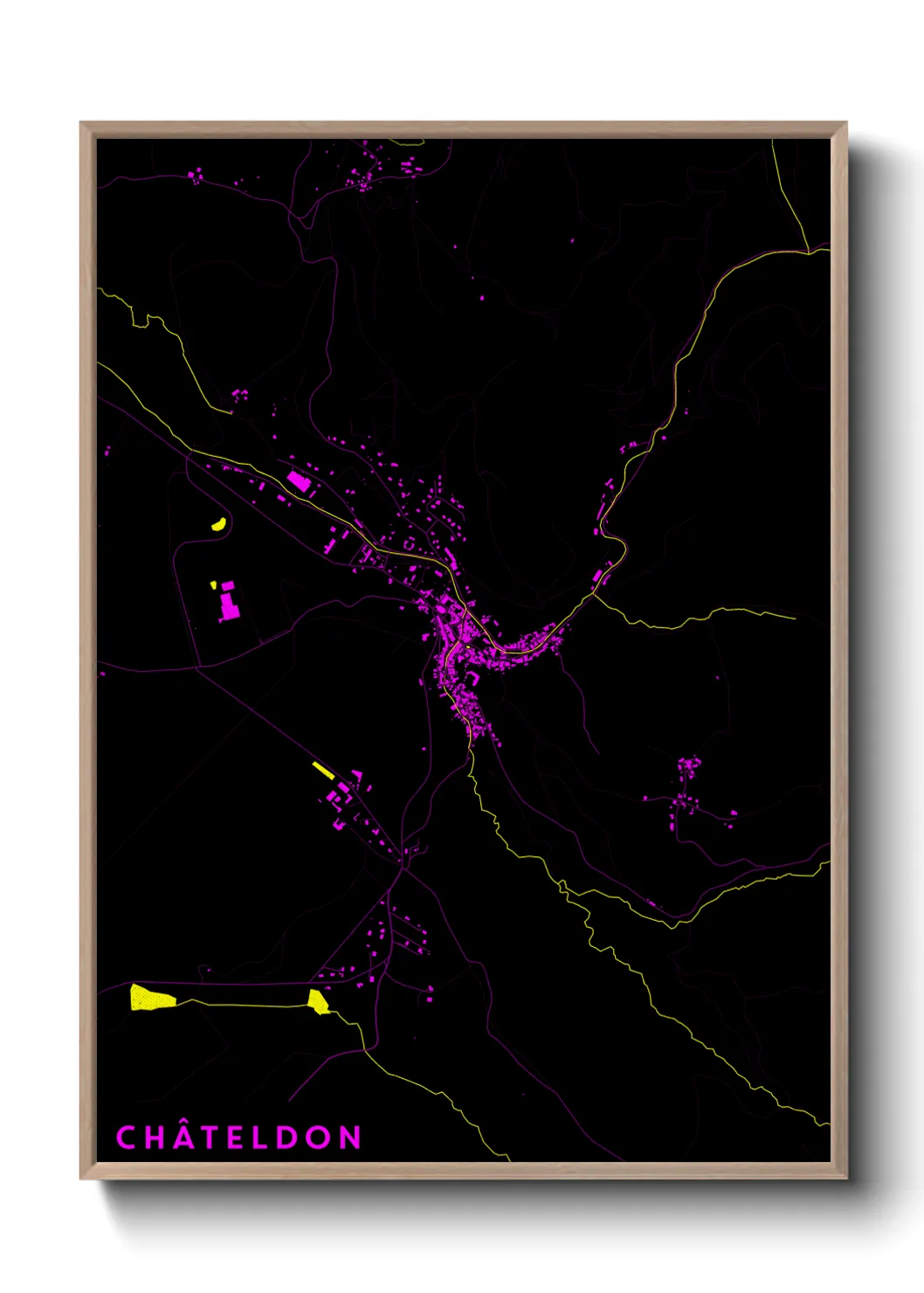 Une affiche de carte sur Châteldon