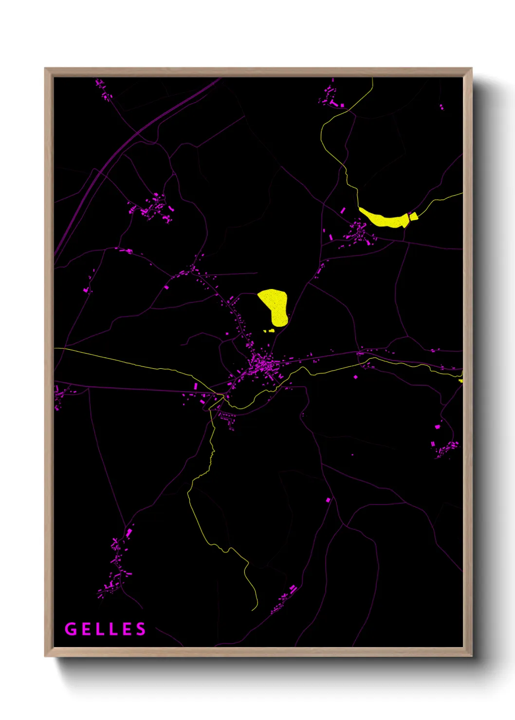 Une affiche de carte sur Gelles