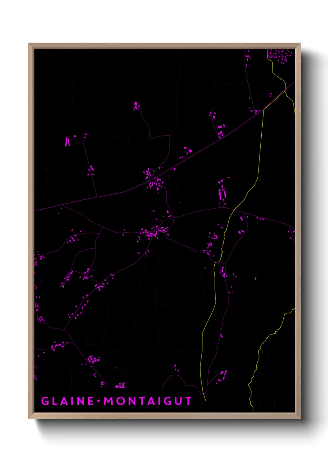 Une affiche de carte sur Glaine-Montaigut