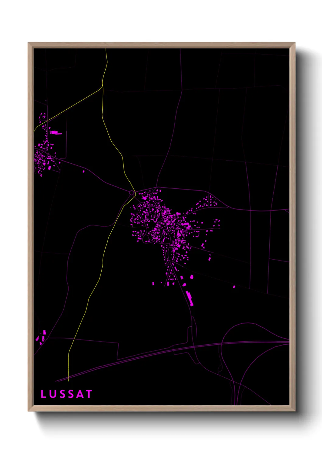 Une affiche de carte sur Lussat