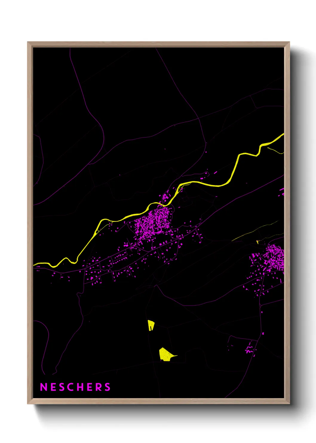 Une affiche de carte sur Neschers