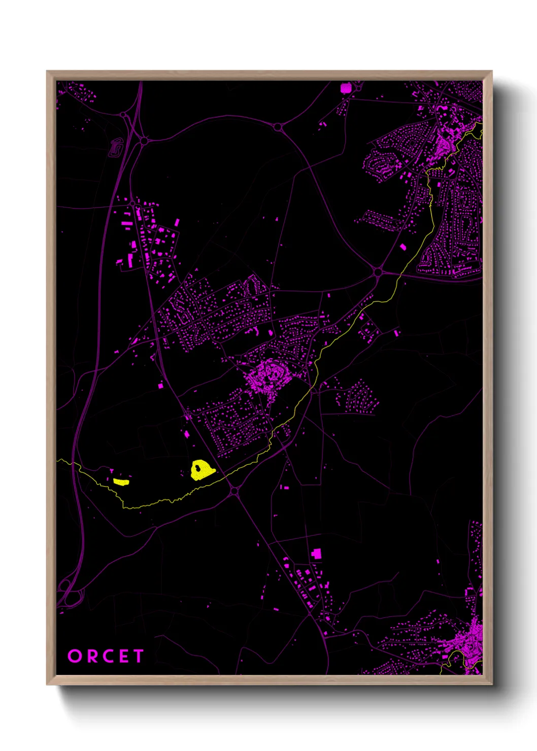Une affiche de carte sur Orcet
