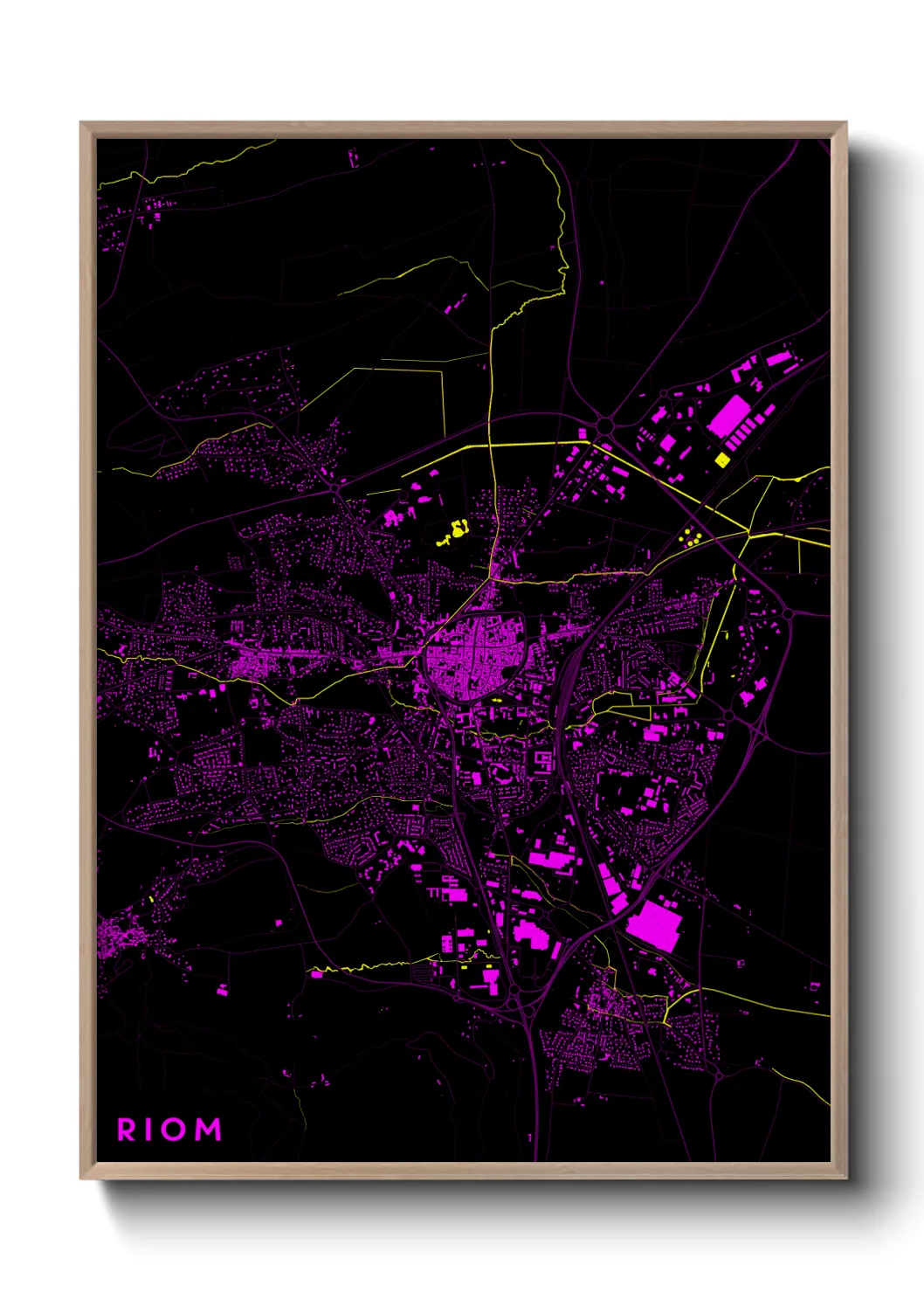 Une affiche de carte sur Riom