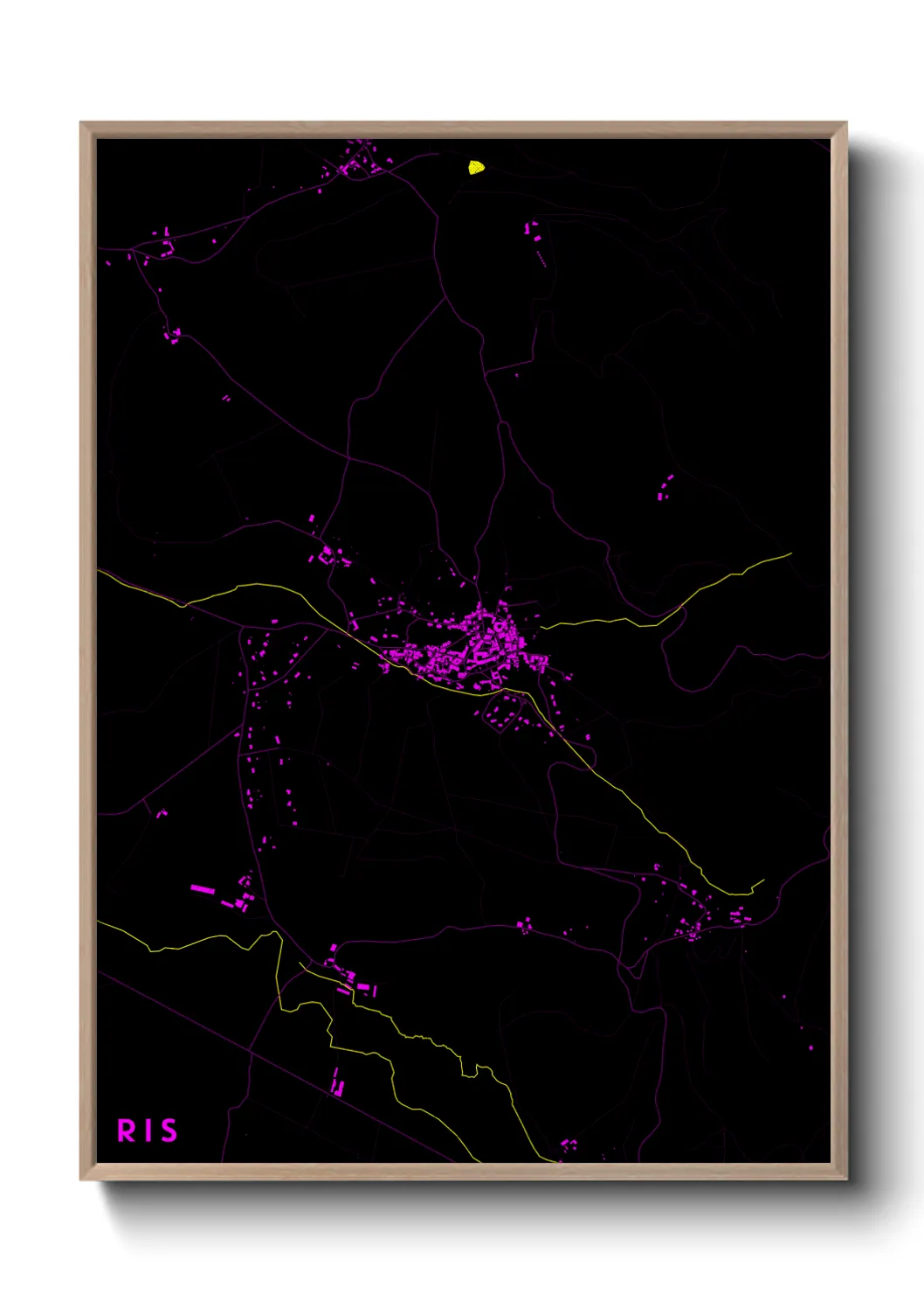 Une affiche de carte sur Ris