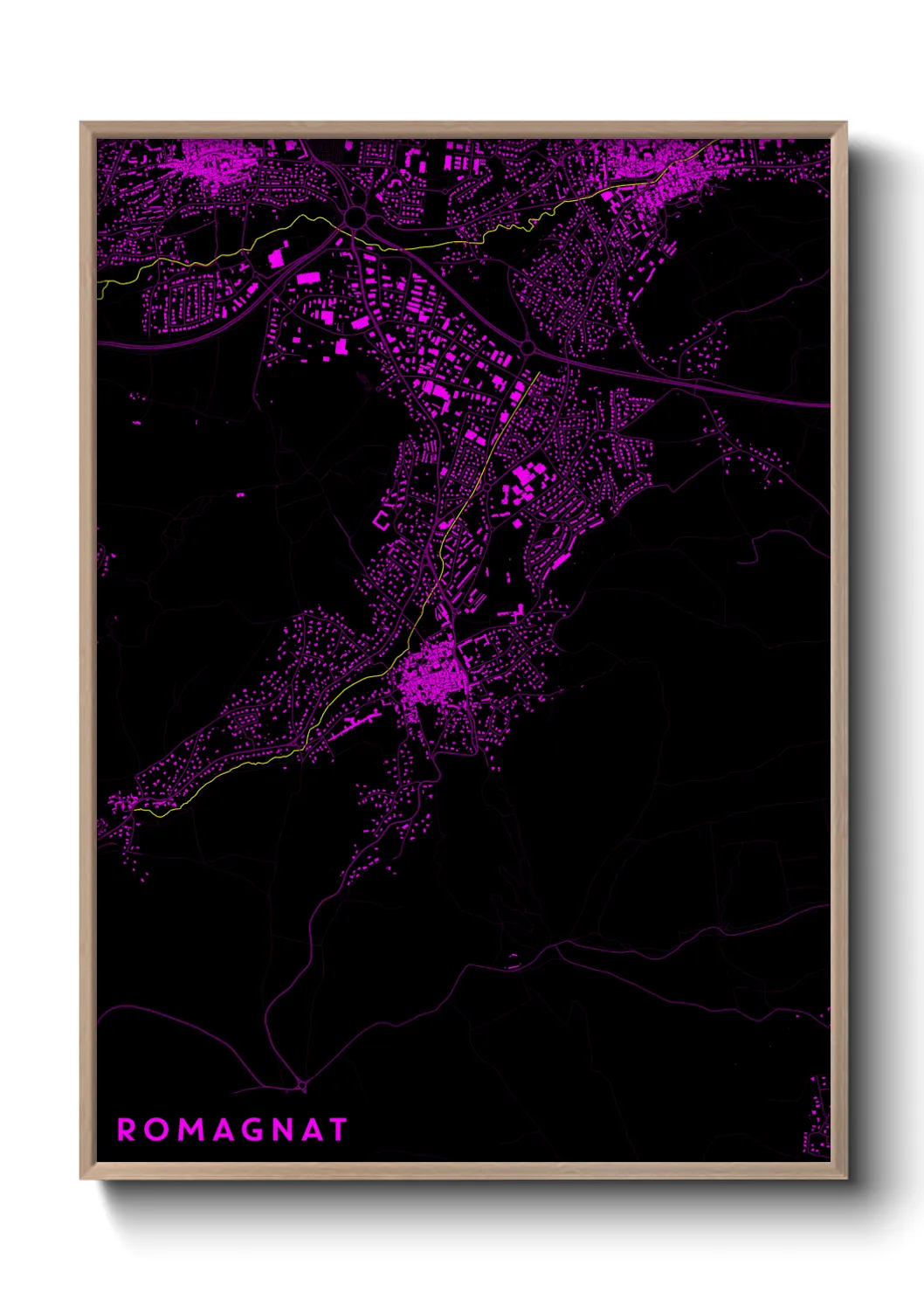Une affiche de carte sur Romagnat