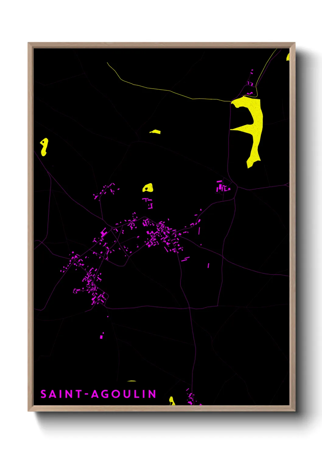 Une affiche de carte sur Saint-Agoulin