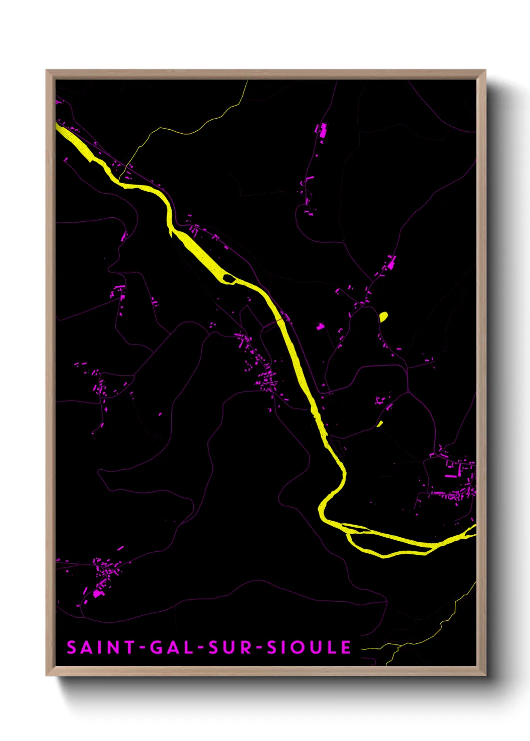 Une affiche de carte sur Saint-Gal-sur-Sioule