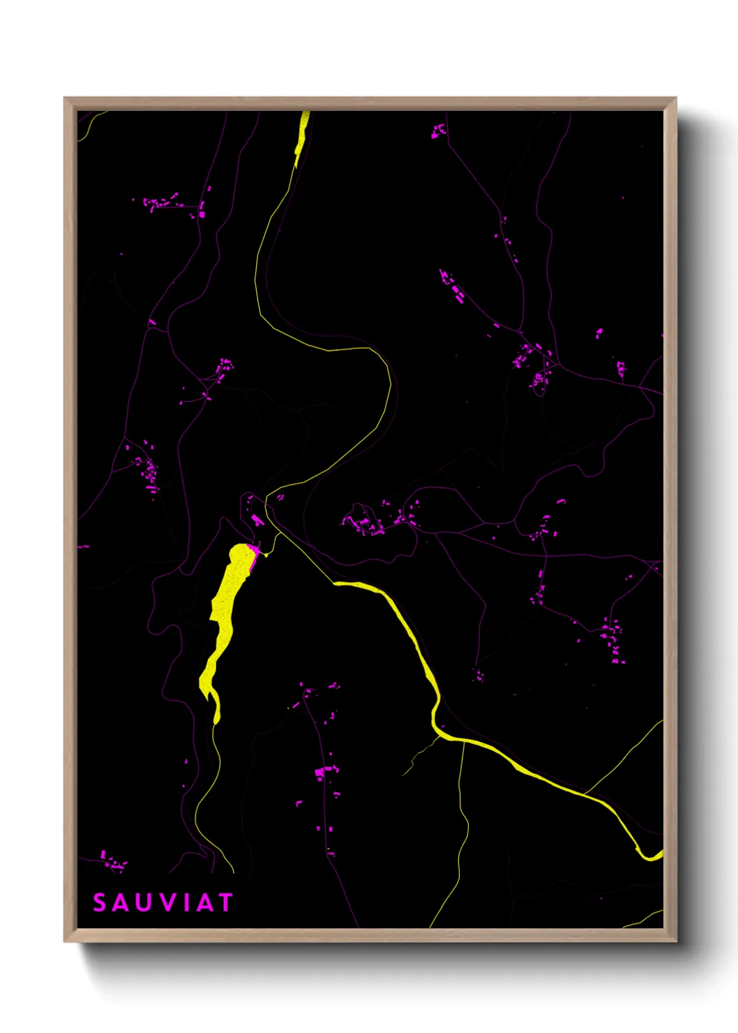 Une affiche de carte sur Sauviat