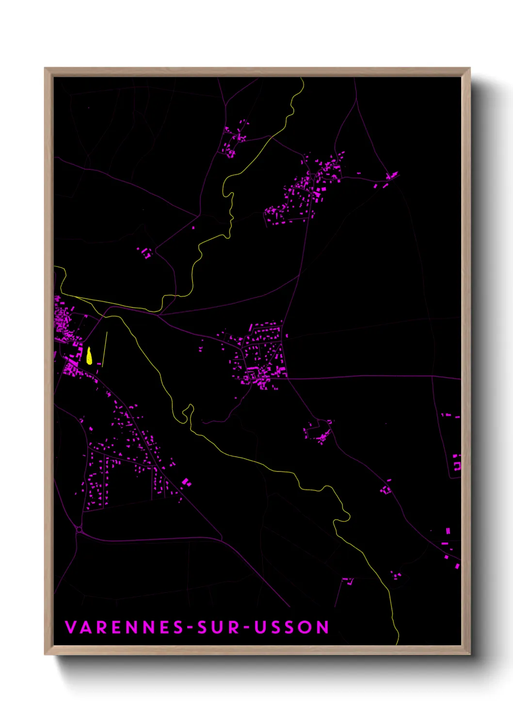 Une affiche de carte sur Varennes-sur-Usson