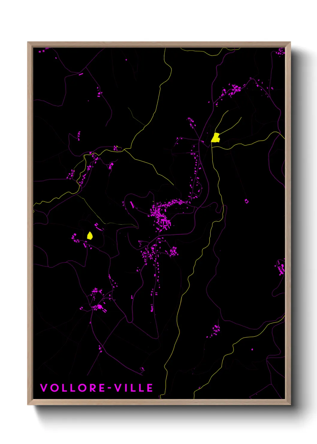 Une affiche de carte sur Vollore-Ville